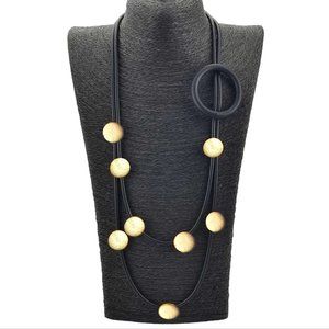 Graphic Art Jewelry • Black and Gold Statement Necklace • Artistic